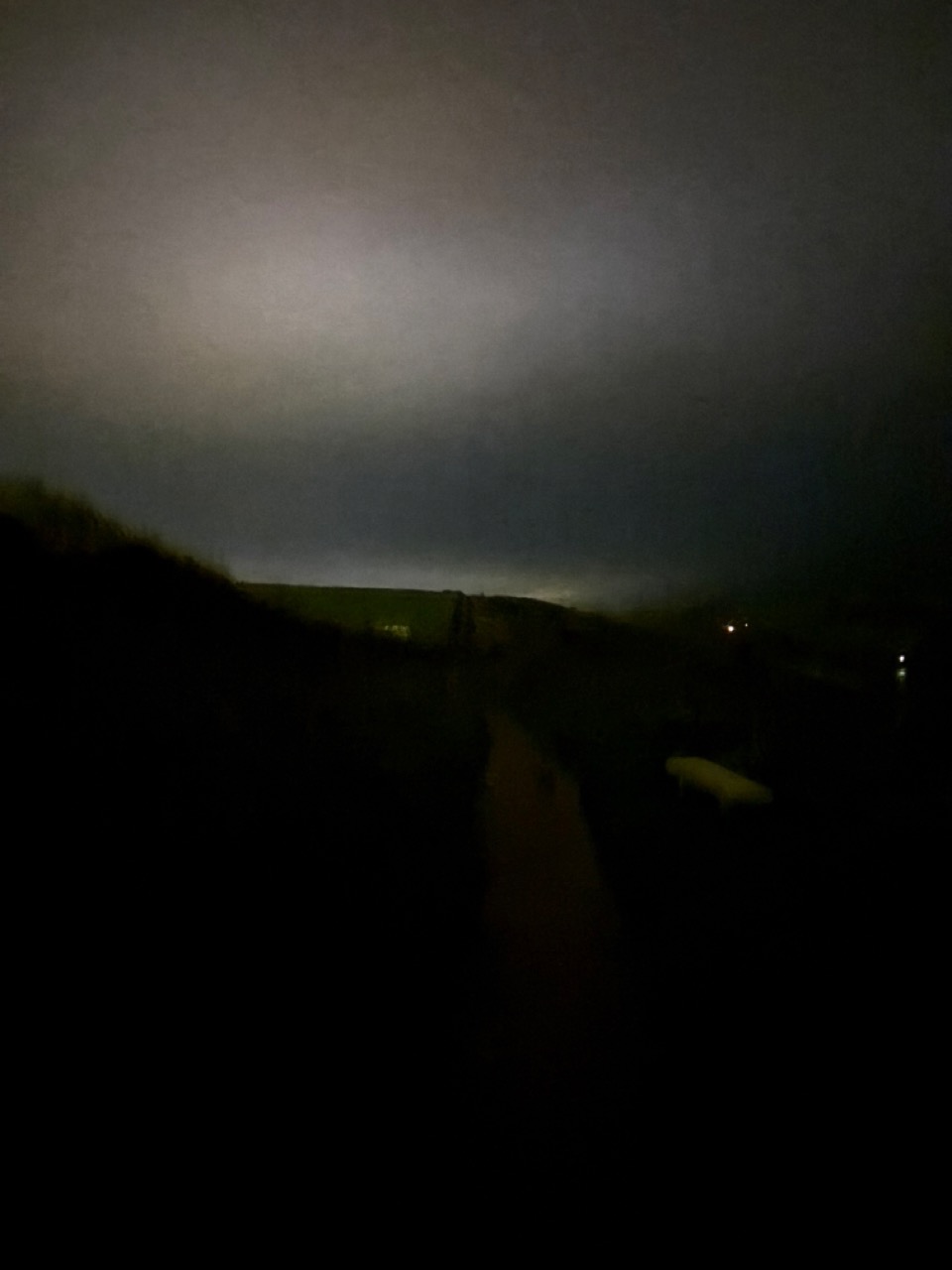 Photograph of a country path at night